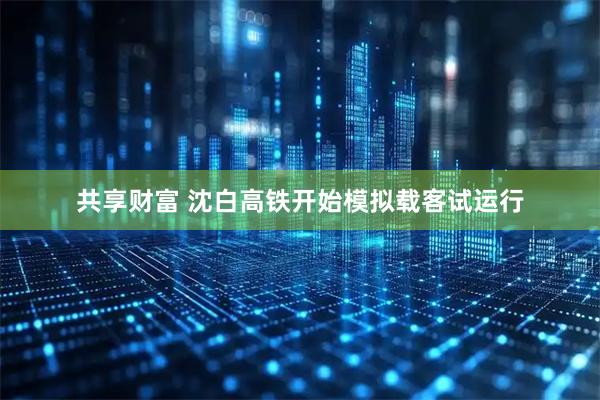共享财富 沈白高铁开始模拟载客试运行